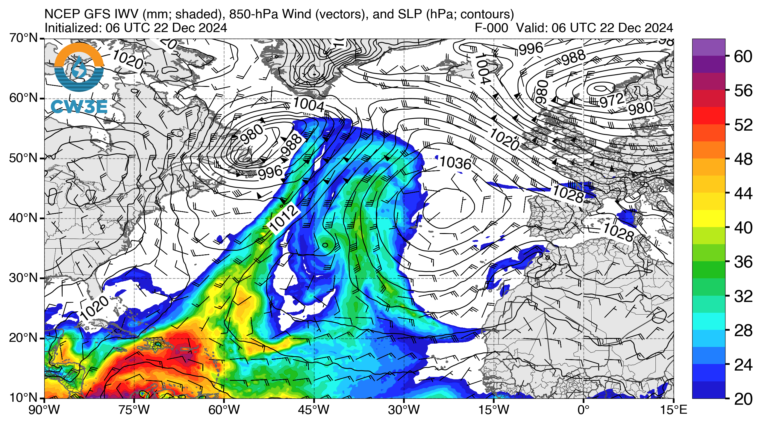 North Atlantic GFS IWV