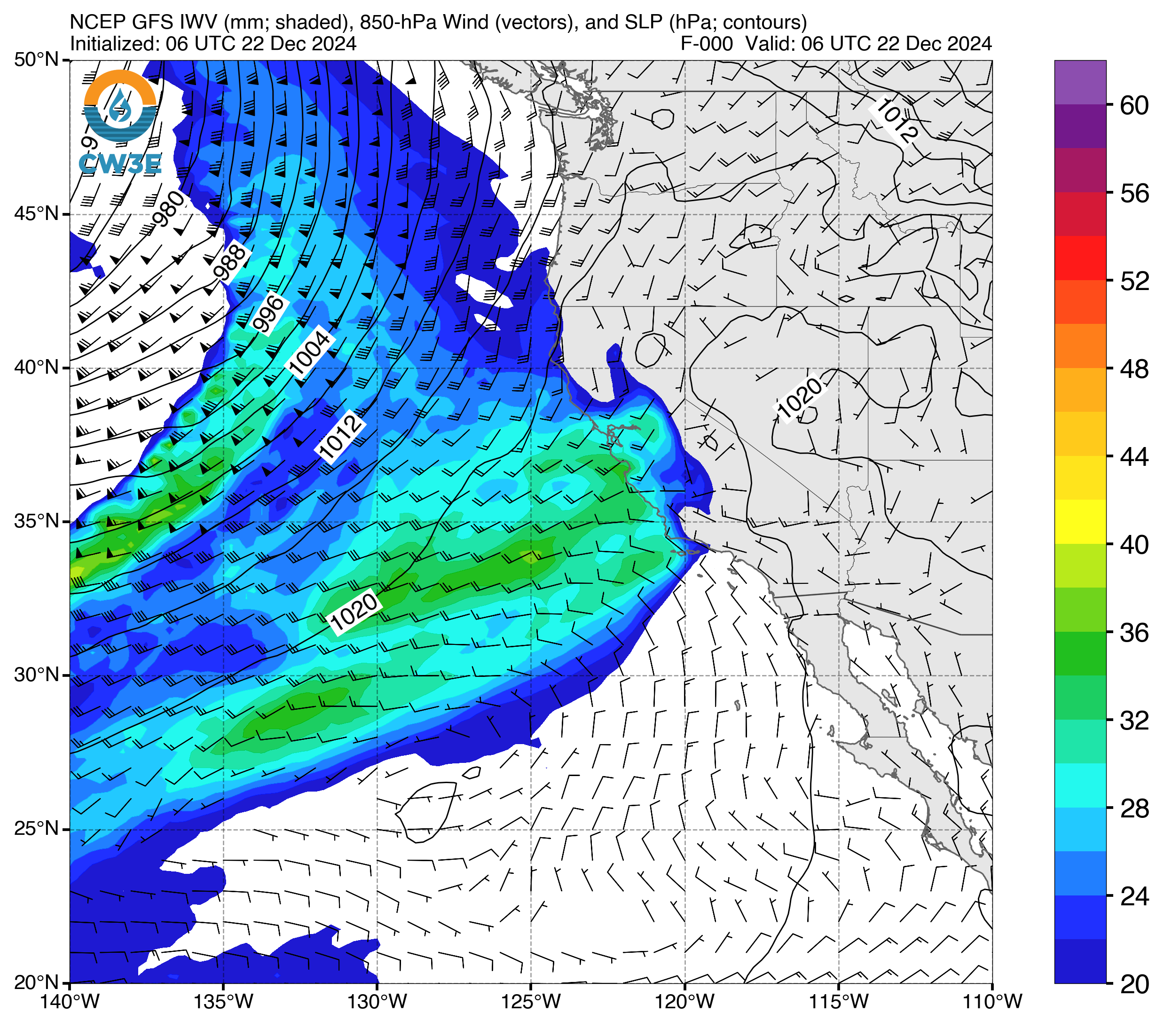 U.S. West Coast GFS IWV