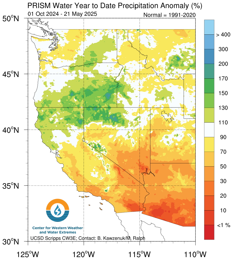 PRISM WY Precipitation Anomaly