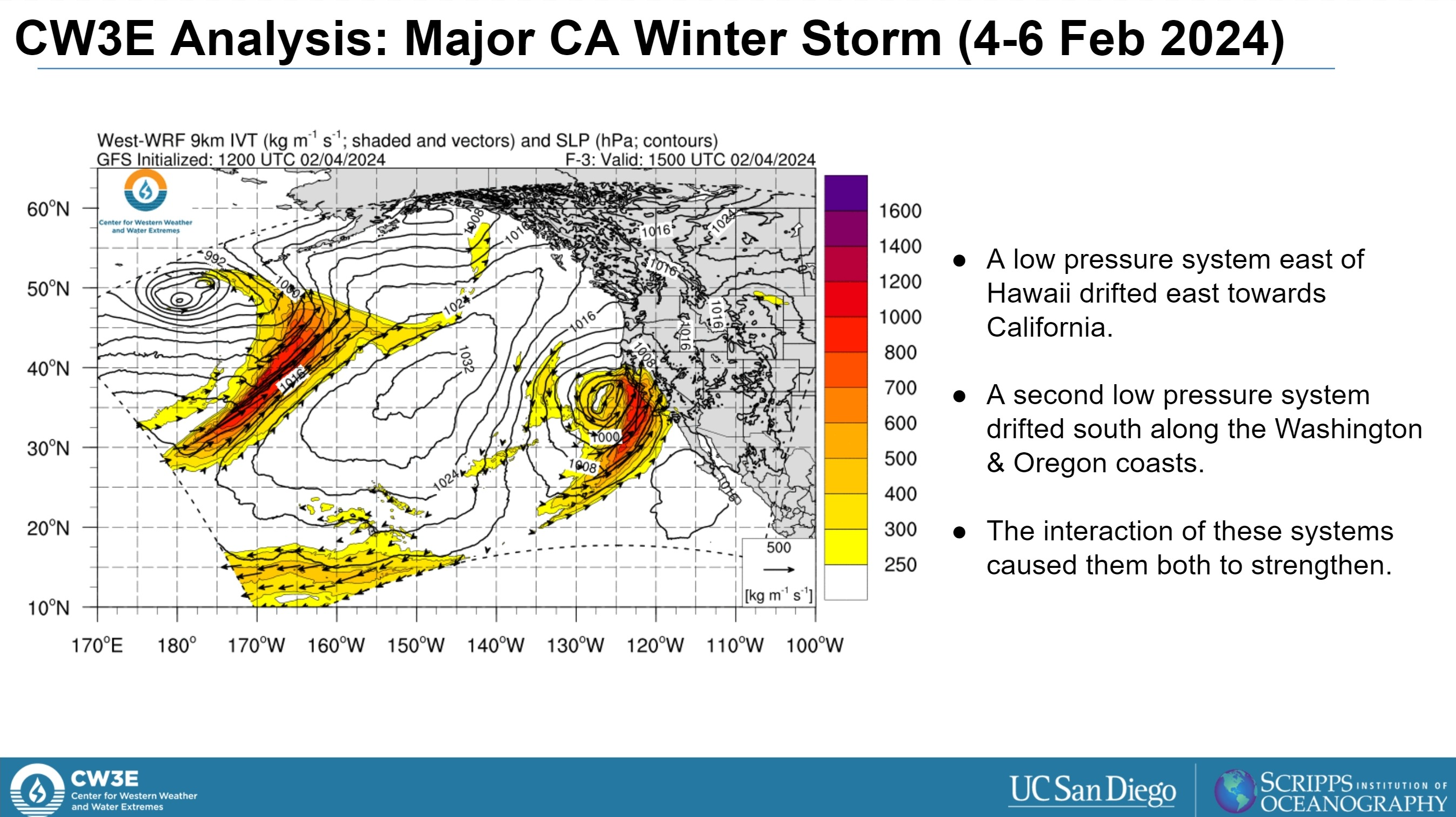 IVT across the northeast Pacific Ocean during this event