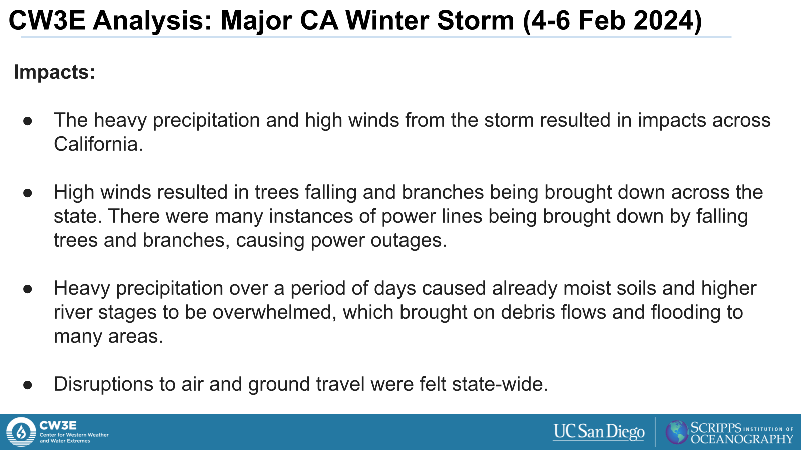 Summary of impacts